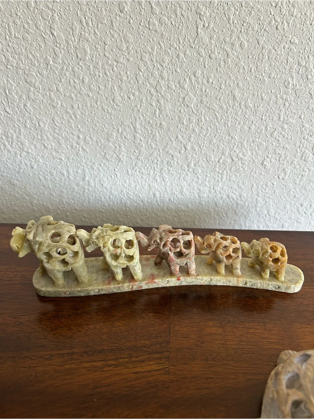 Handcrafted Carved Stone Elephant & Turtle Figurines - Neutral Tones
